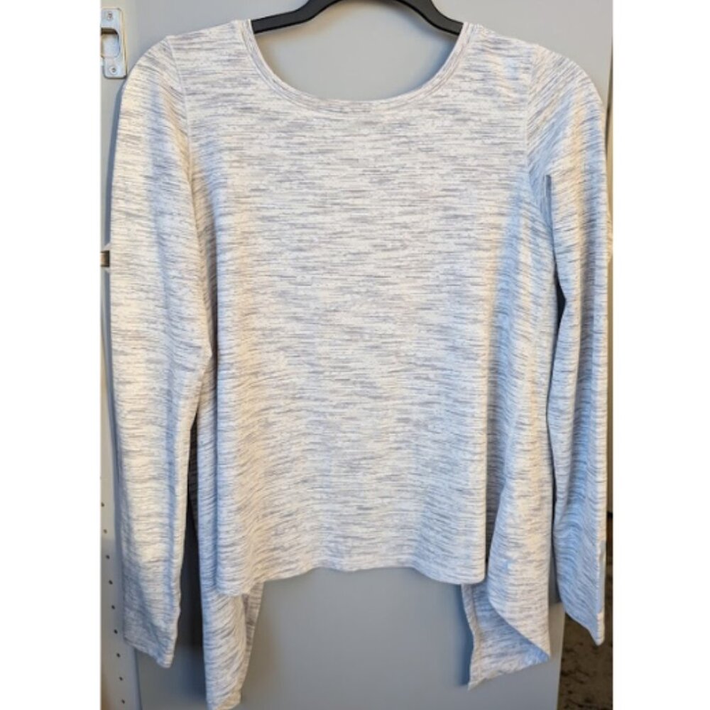 Zyia Women's Grey/White Open Back Blouse - Medium